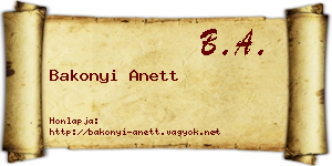 Bakonyi Anett névjegykártya
